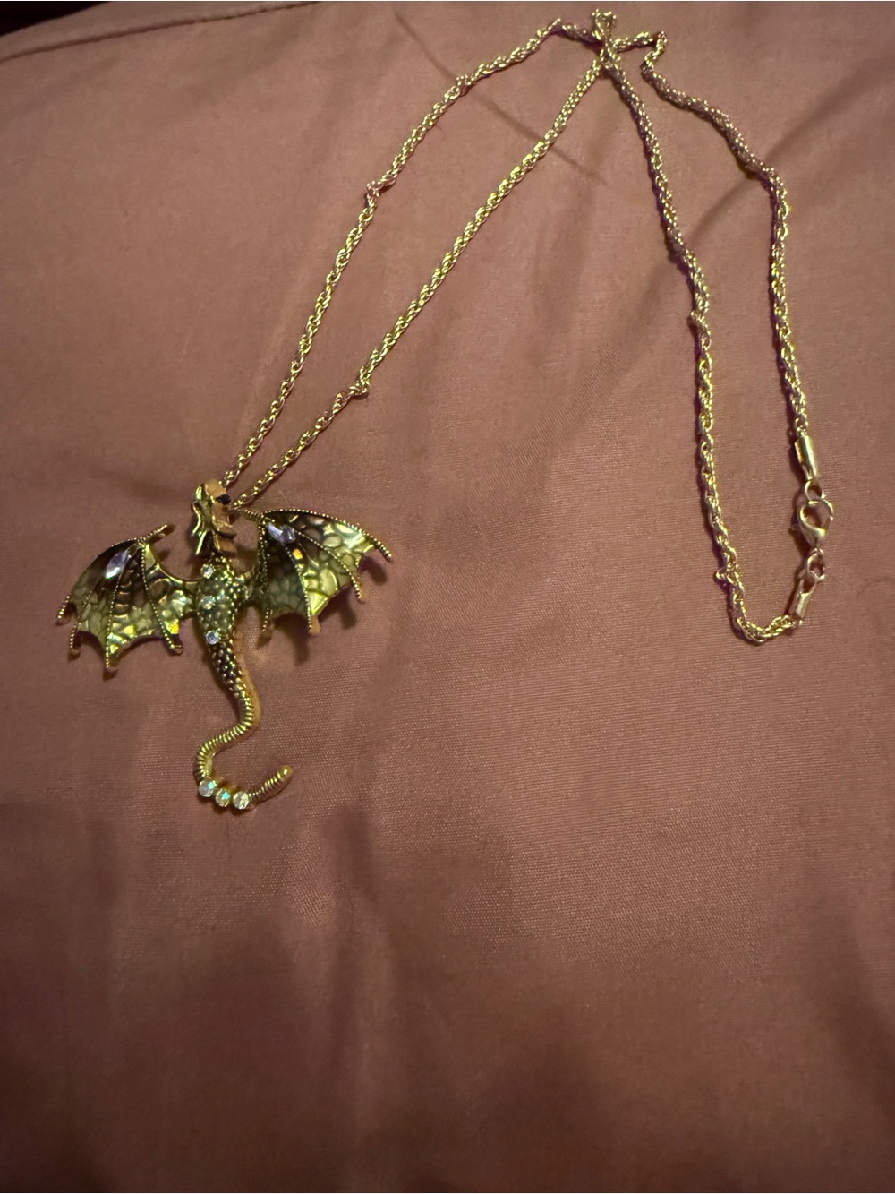 Gold Dragon Pendant Necklace - Unbranded